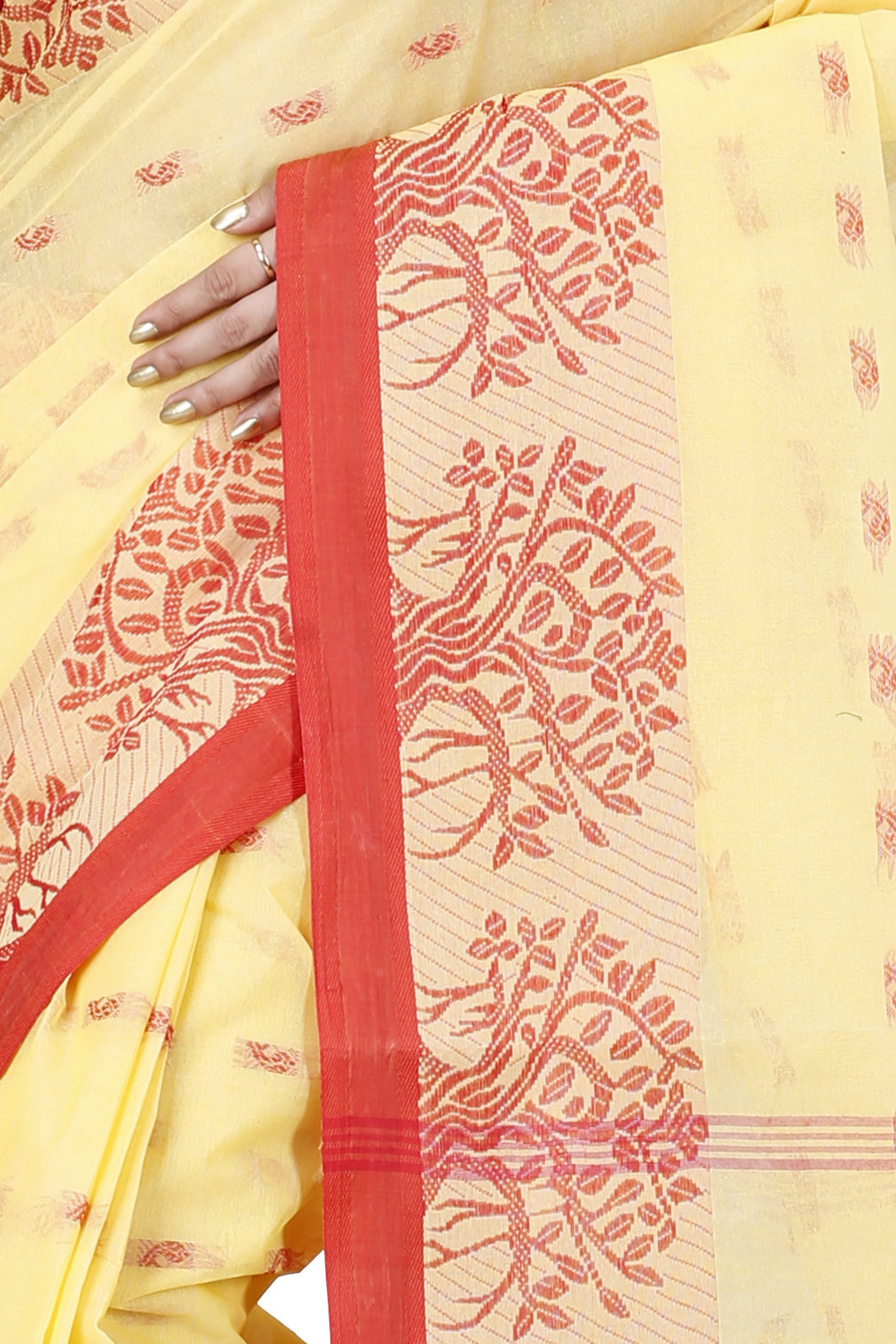 Light Yellow Pure Cotton Somaya Tant Saree (1043)